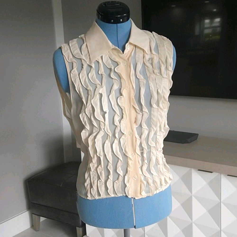 DKNY sheer ruffle top